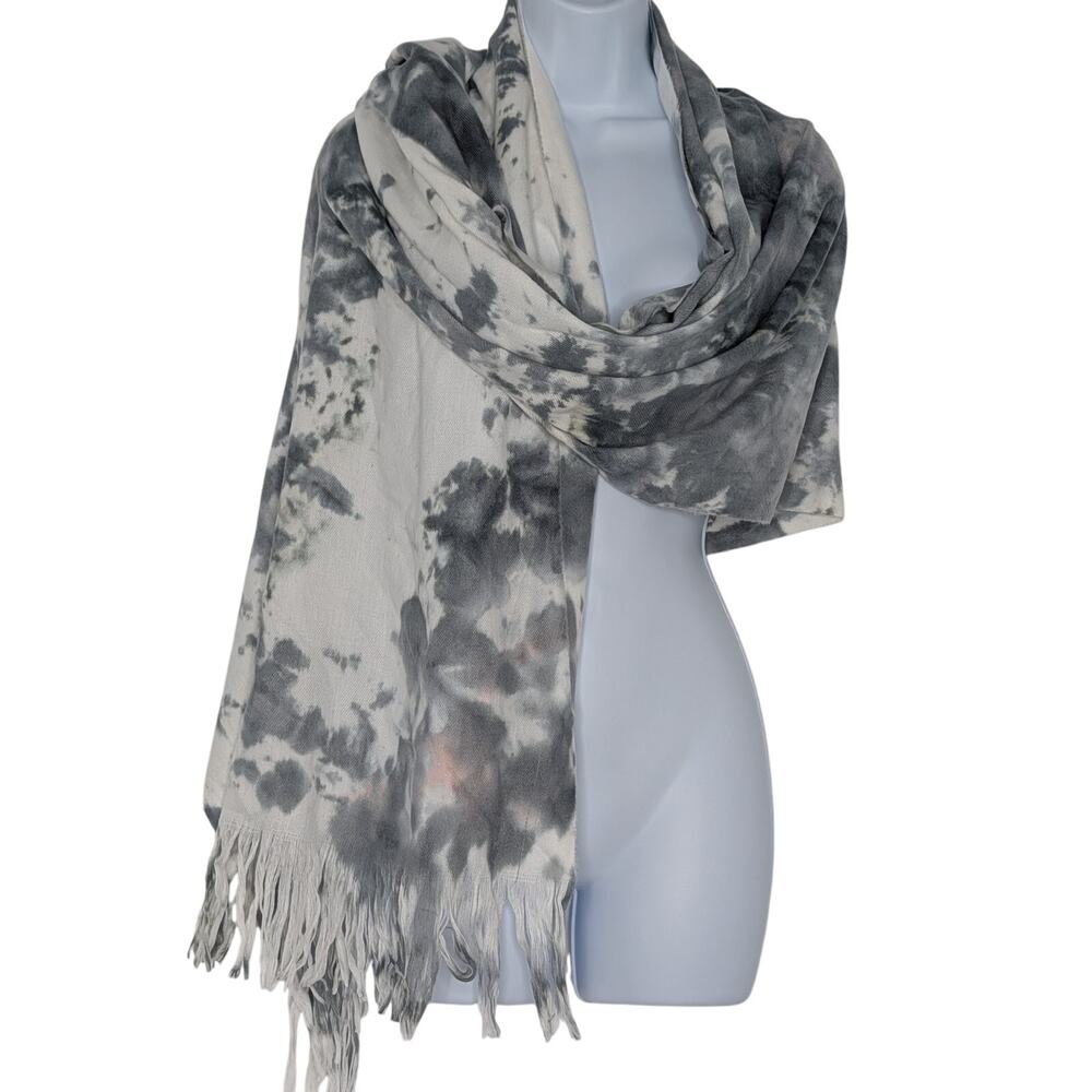 Tie Dye Fringe Scarf by BP in Gray White Pink - Picture 9 of 10